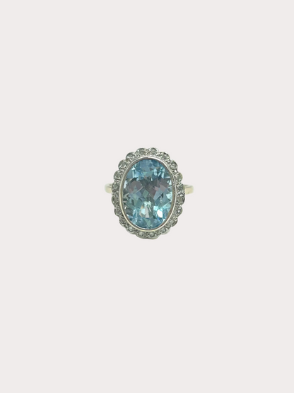 9ct Aquamarine and Diamond Ring