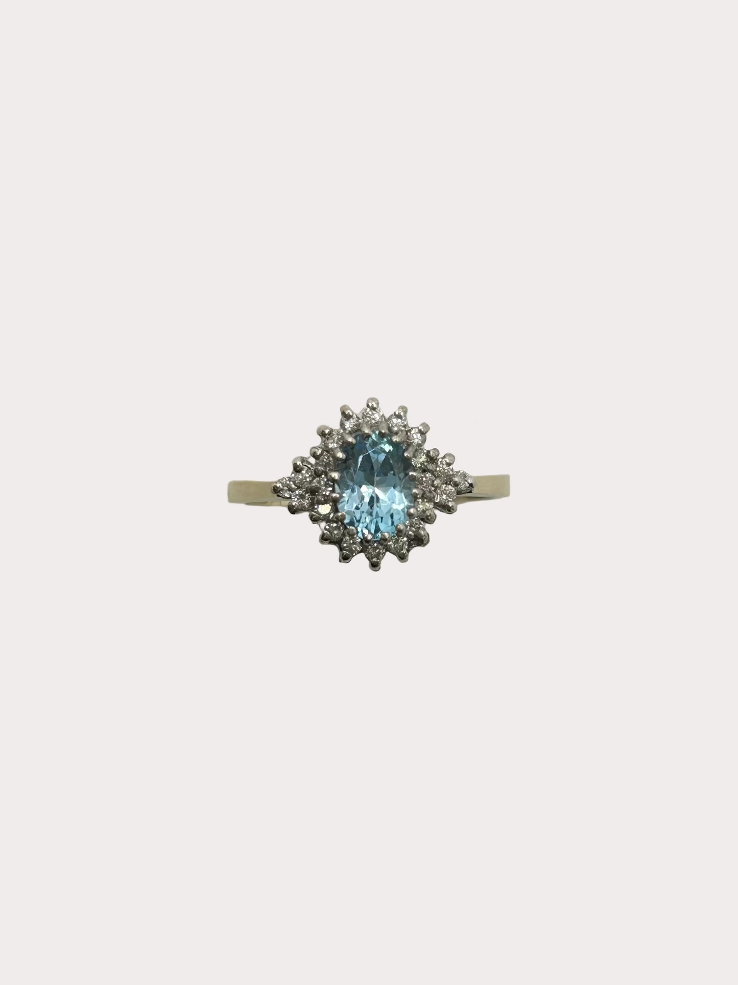 9ct Aquamarine And Diamond Ring