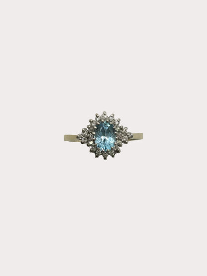 9ct Aquamarine And Diamond Ring