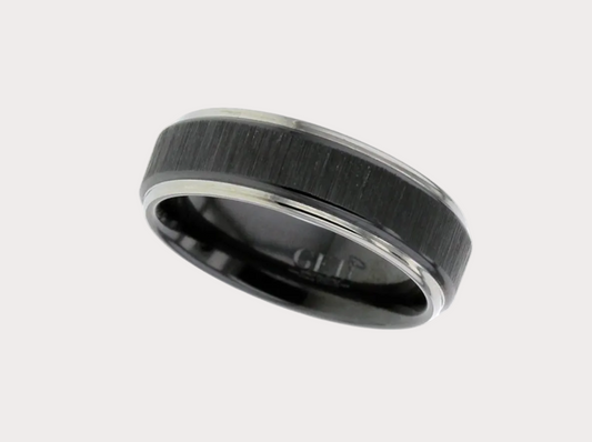 Flat Profile, Zirconium Ring with Thin Ridges