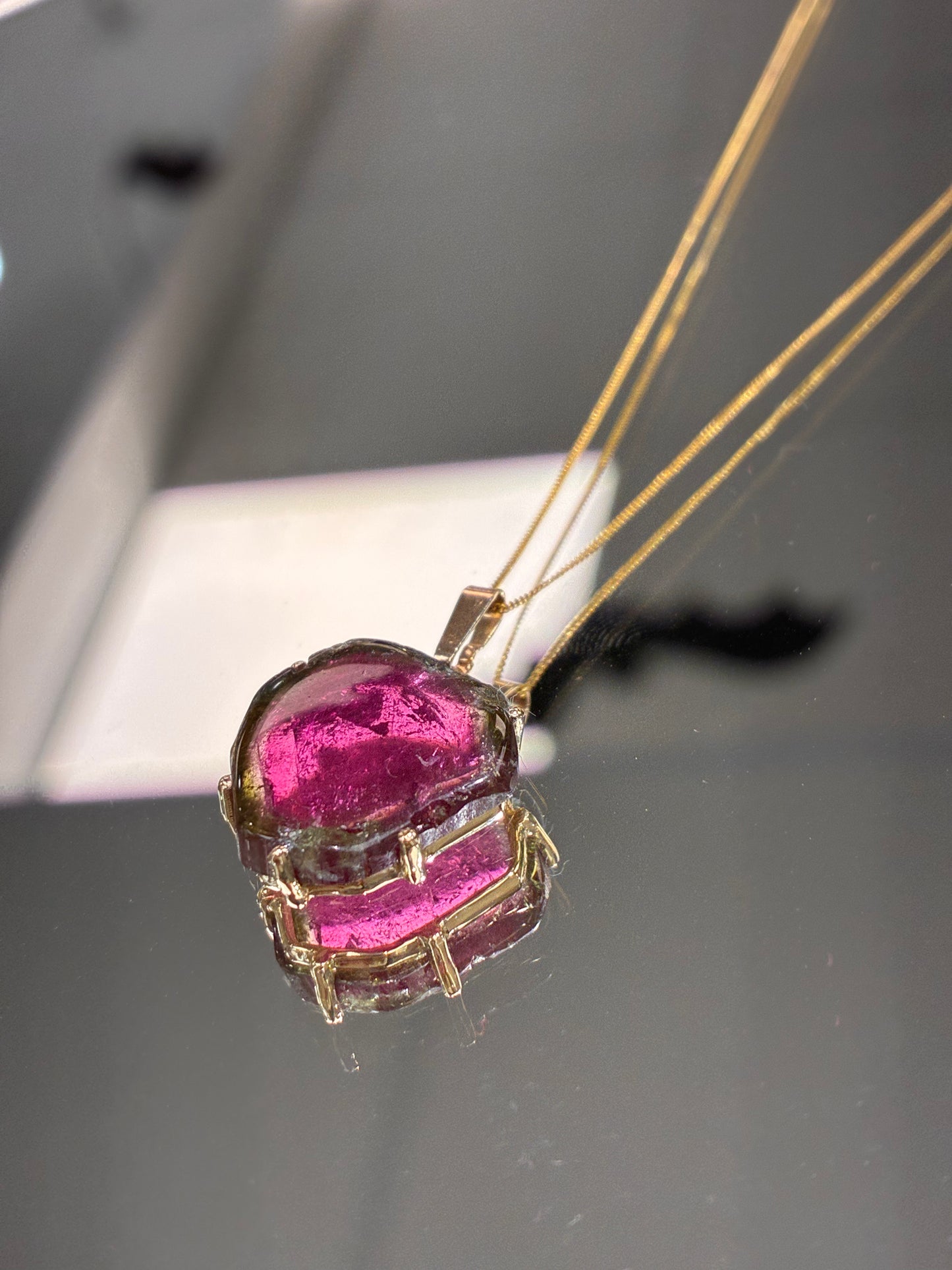 9CT Gold Watermelon Tourmaline Pendant