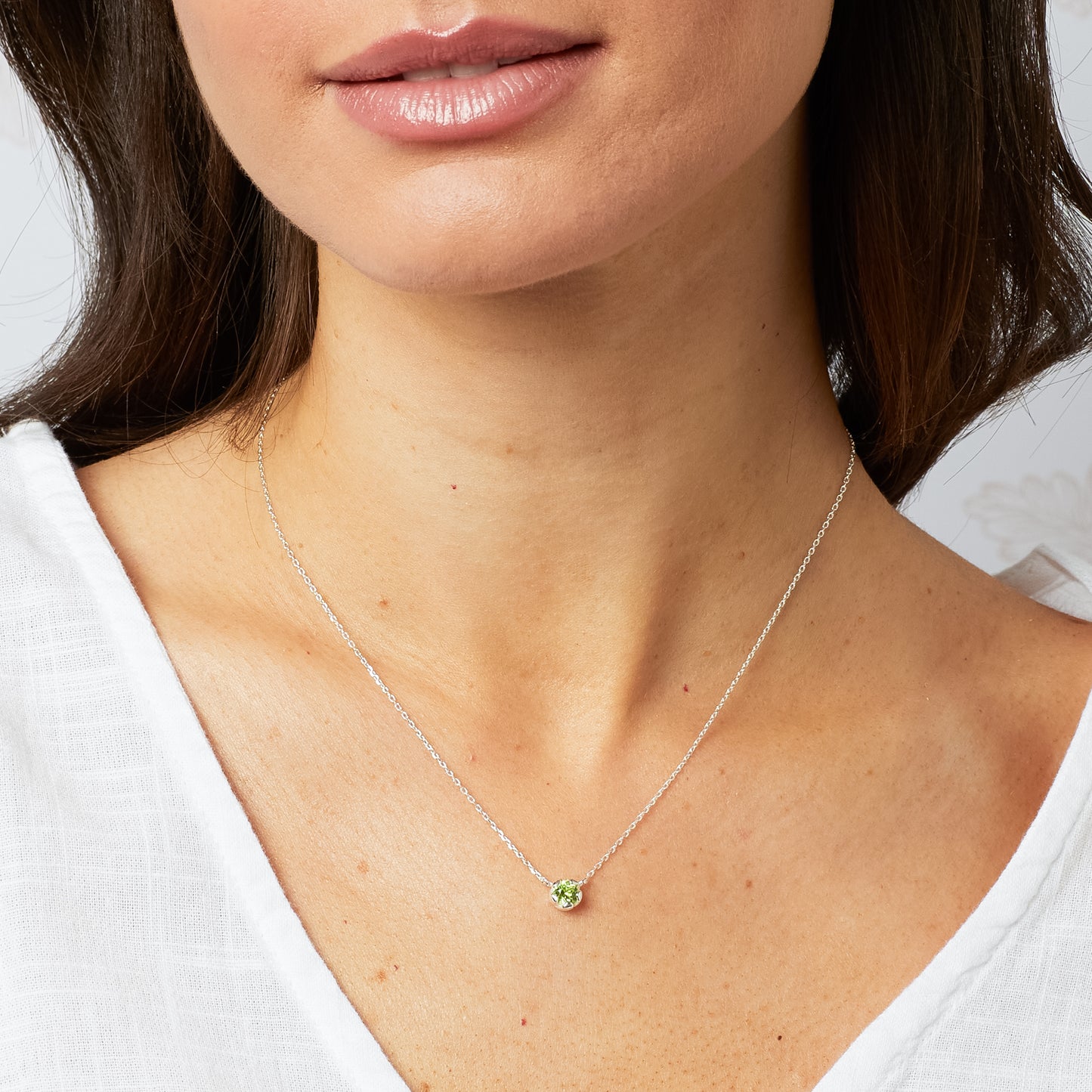 Laura Ashley Petal Set Peridot Semi-Precious Necklace