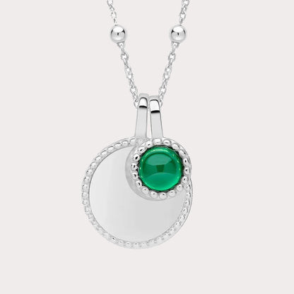 Sterling Silver Birthstone Milgrain Cabochon Necklace