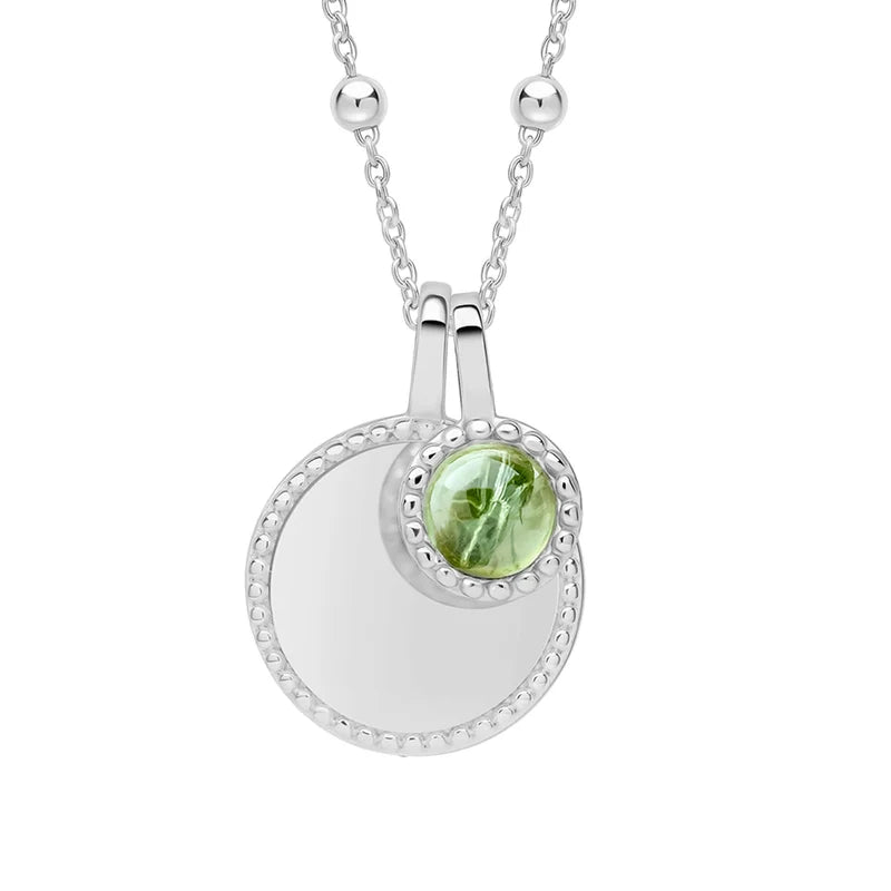 Sterling Silver Birthstone Milgrain Cabochon Necklace