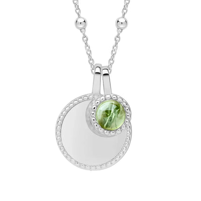 Sterling Silver Birthstone Milgrain Cabochon Necklace