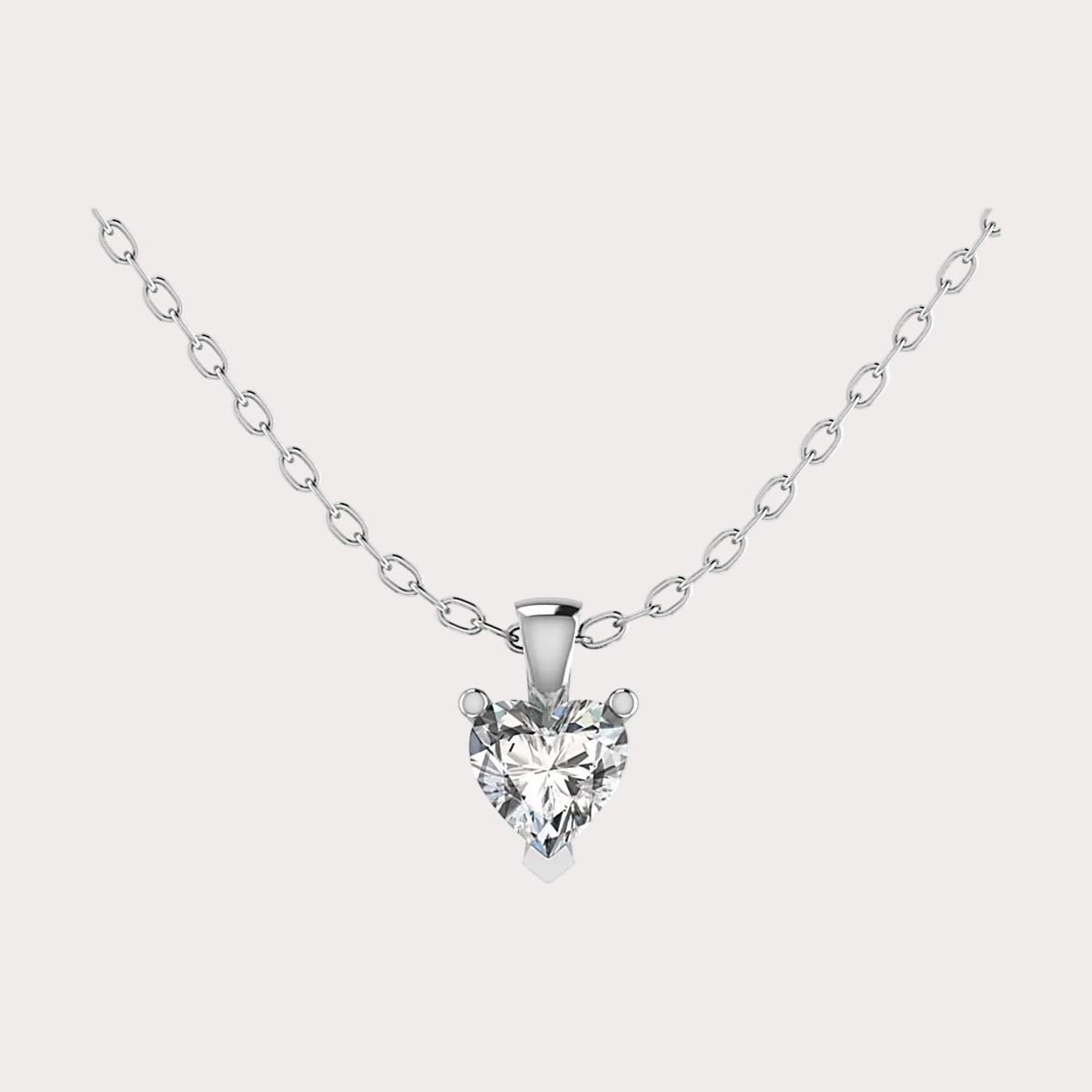 9ct White Gold Lab Diamond Heart Pendant with 18" Chain