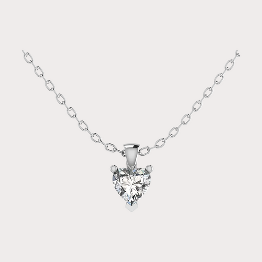 9ct White Gold Lab Diamond Heart Pendant with 18" Chain