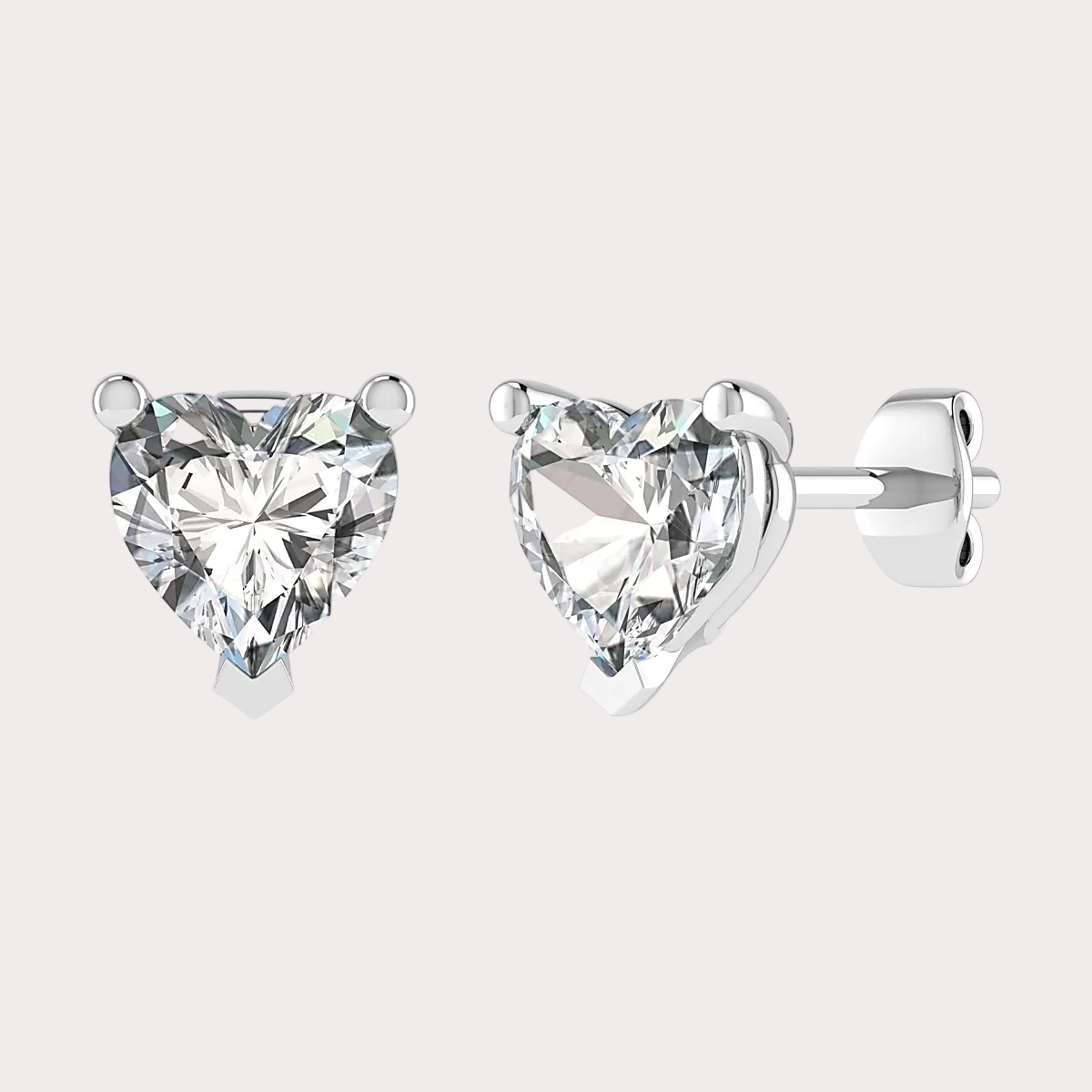 9ct White Gold Lab Diamond Heart Studs