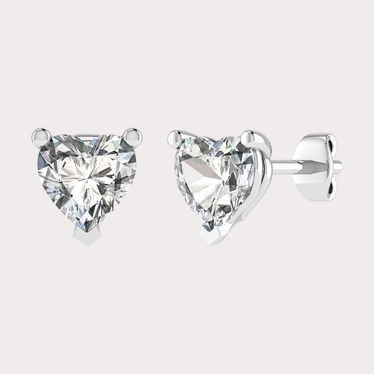 9ct White Gold Lab Diamond Heart Studs