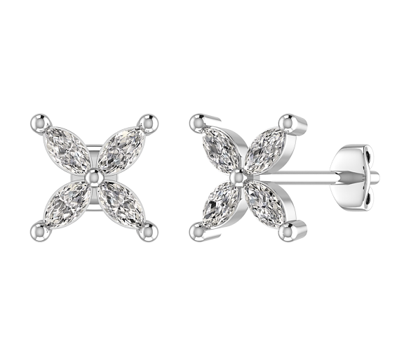 9ct White Gold 0.21ct Total 4 Marquise Diamond Earrings