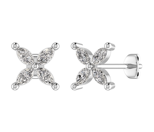 9ct White Gold 0.21ct Total 4 Marquise Diamond Earrings