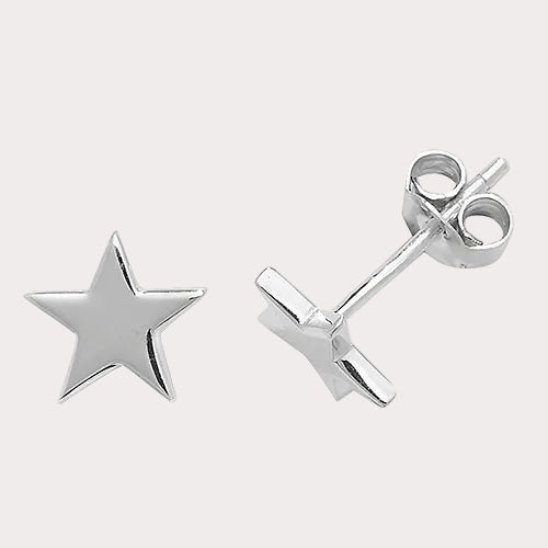 Sterling Silver Flat Star Earrings
