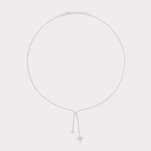 Sterling Silver Northern Star Drop Necklet
