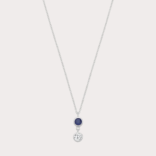 Sterling Silver 2 Stone Drop Pendant