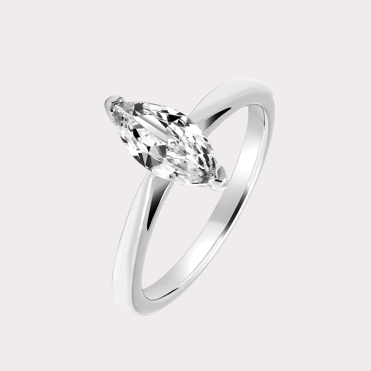 Sterling Silver Marquise CZ Solitaire Ring