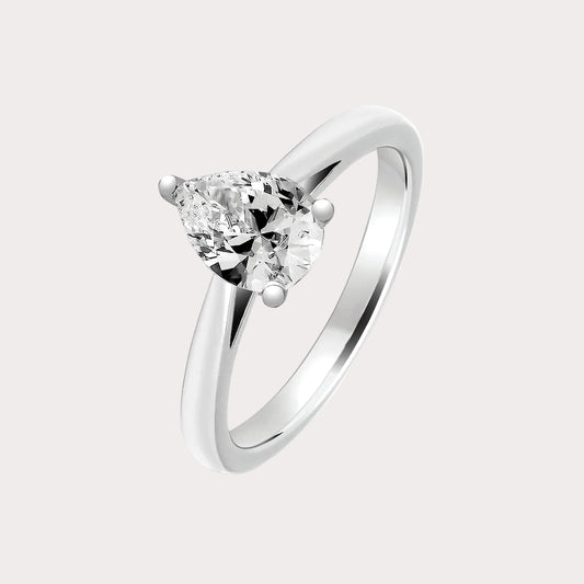 Sterling Silver Pear CZ Solitaire Ring Size N