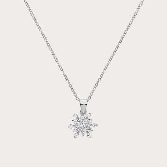 Sterling Silver CZ Snowflake Necklace