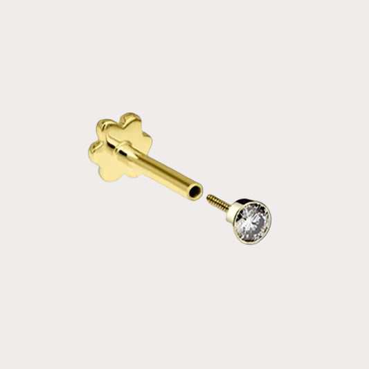 9ct Yellow Gold CZ Labret
