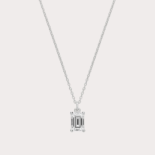 Sterling Silver Emerald Cut CZ Pendant