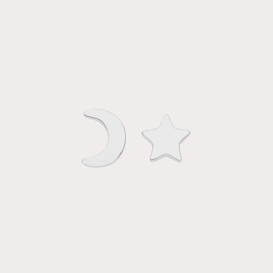 Sterling Silver Star And Moon Studs