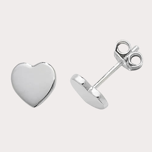 Sterling Silver Flat Heart Earrings