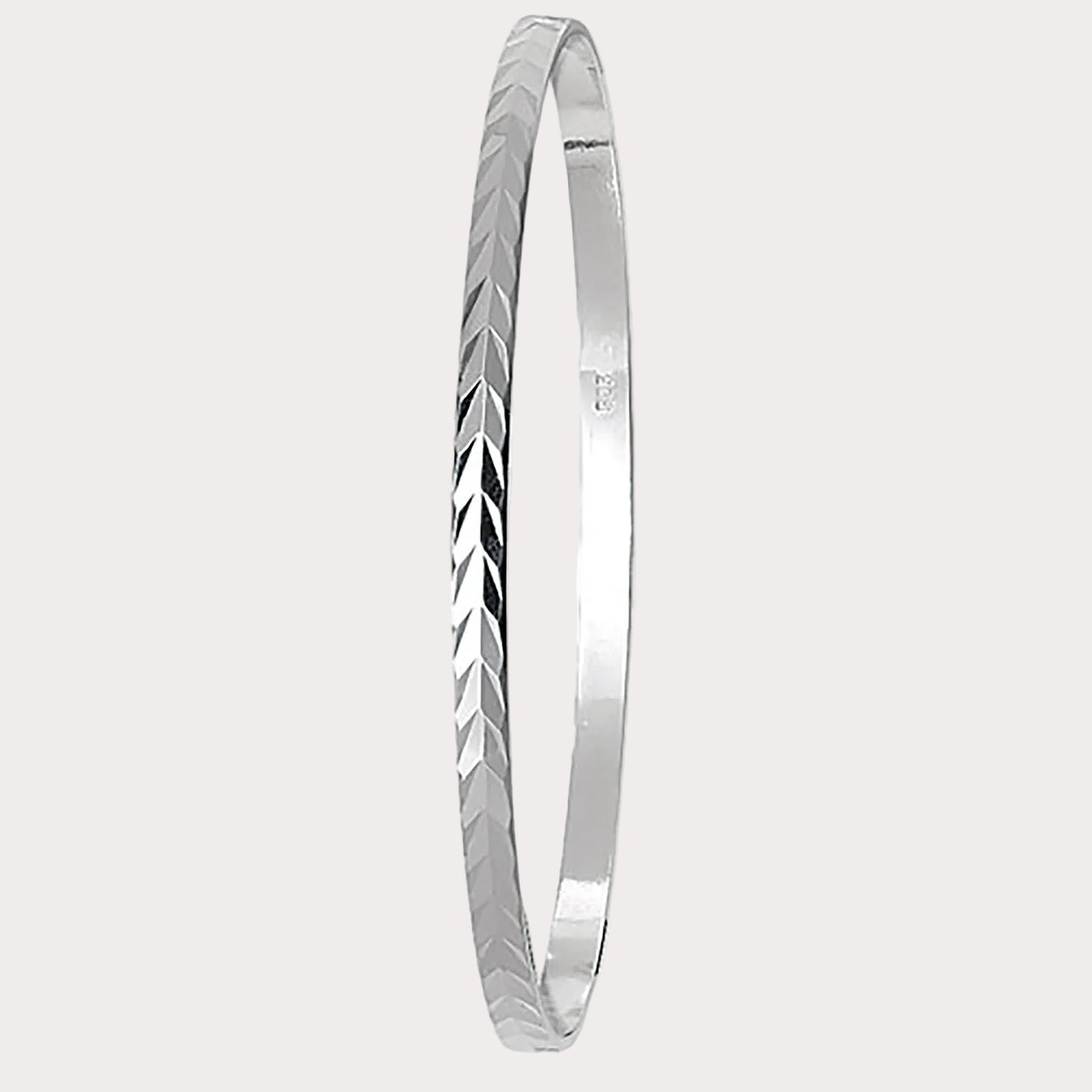 Sterling Silver Round Diamond Cut Bangle
