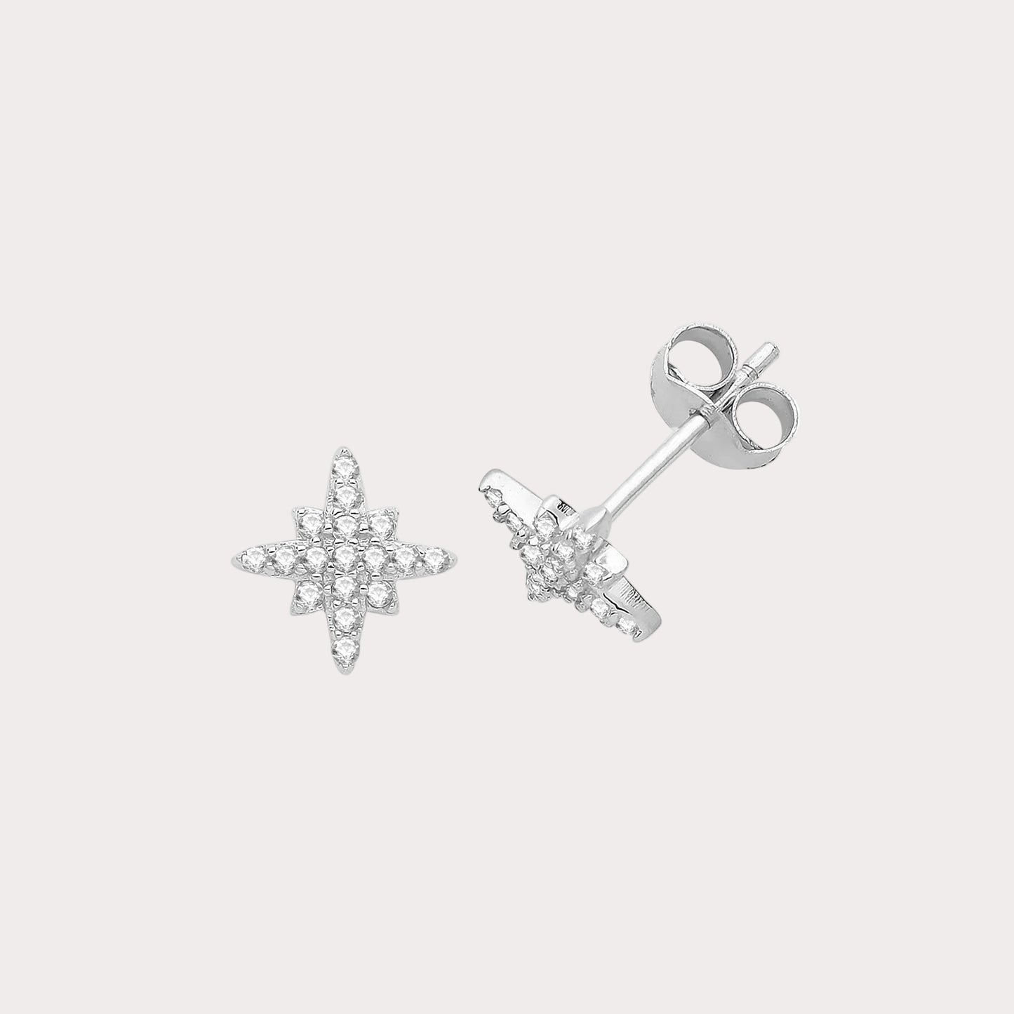 Sterling Silver CZ Star Studs