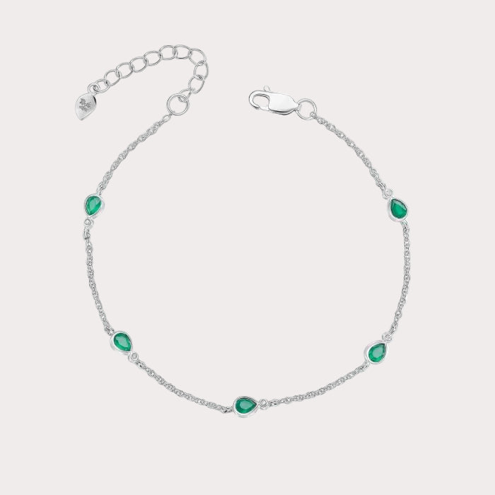 Laura Ashley Thornage Flowers Emerald Chalcedony Station Bracelet