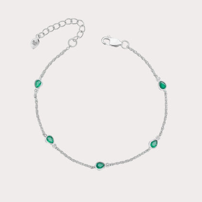 Laura Ashley Thornage Flowers Emerald Chalcedony Station Bracelet