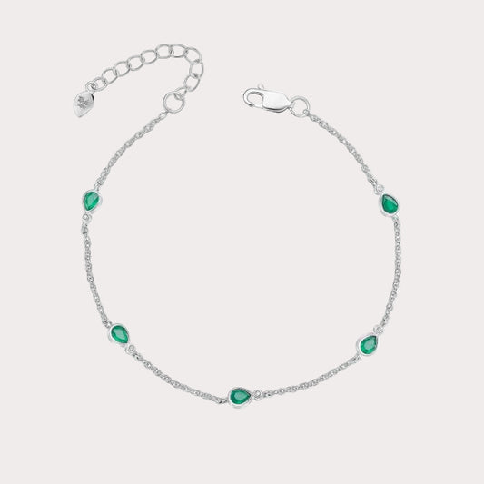 Laura Ashley Thornage Flowers Emerald Chalcedony Station Bracelet