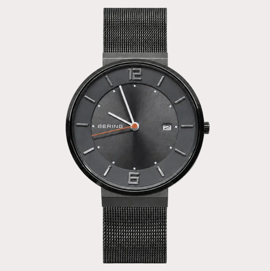 BERING Men's Gunmetal and Orange Hand Watch