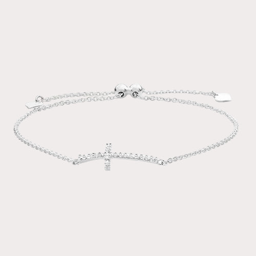 Sterling Silver CZ Cross Toggle Bracelet