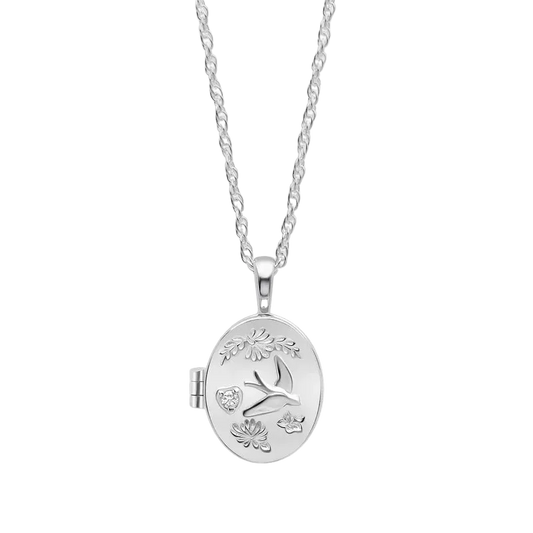 Laura Ashley Floral Swallow Locket Necklace