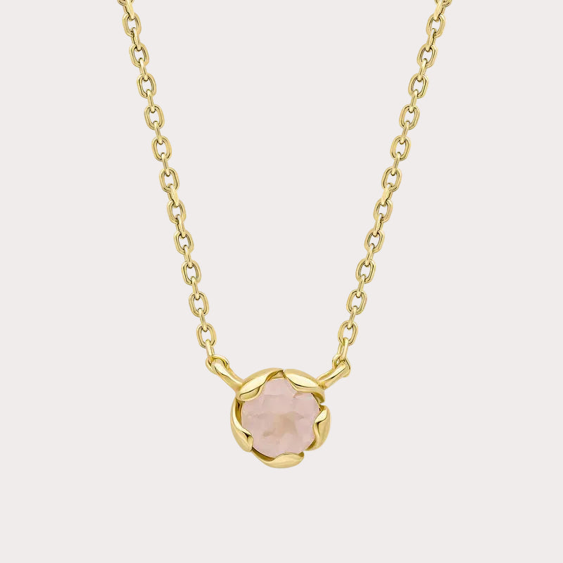 Laura Ashley Petal Rose Quartz Set Semi-Precious Necklace