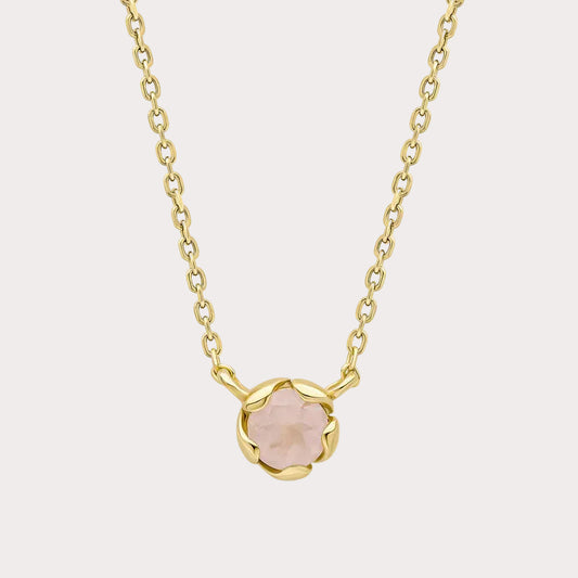 Laura Ashley Petal Rose Quartz Set Semi-Precious Necklace