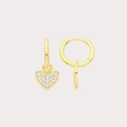 Sterling Silver Gold Plated Heart Hoops