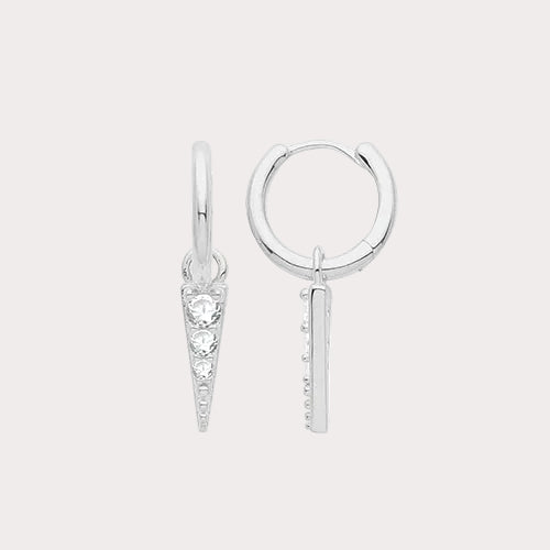 Sterling Silver CZ Spike Hoop Earrings