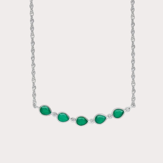 Laura Ashley Emerald Chalcedony Thornage Flowers Necklace