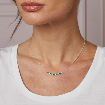 Laura Ashley Emerald Chalcedony Thornage Flowers Necklace