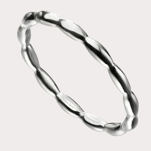 Sterling Silver Organic Bead Ring Size P