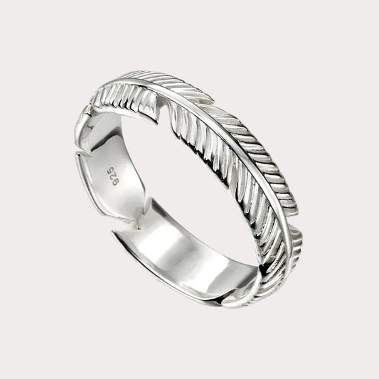 Sterling Silver Small Feather Band Ring