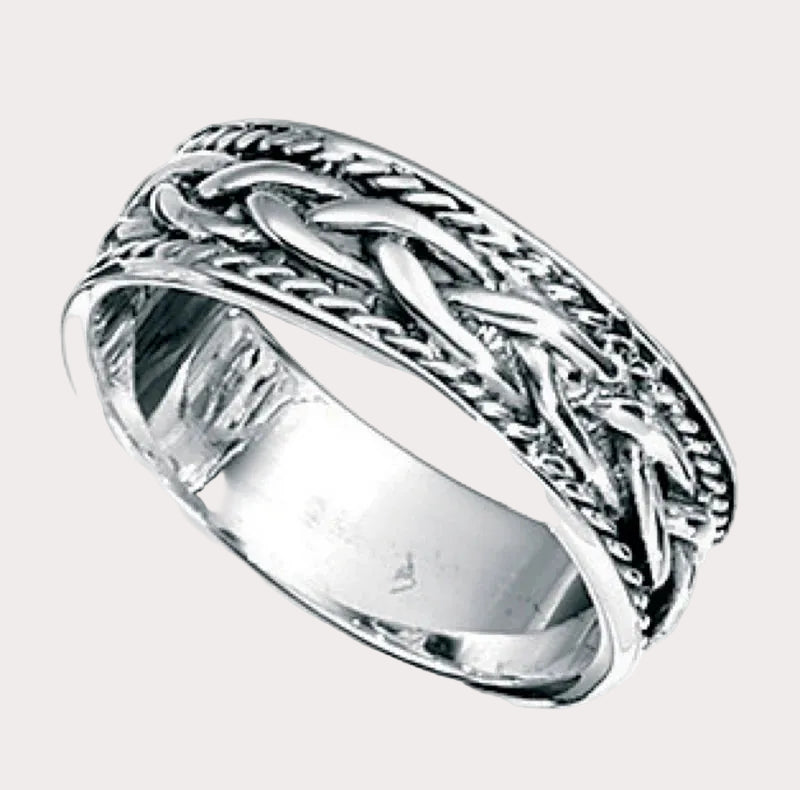 Sterling Silver Braided Ring Size T