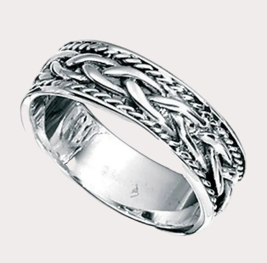 Sterling Silver Braided Ring Size T