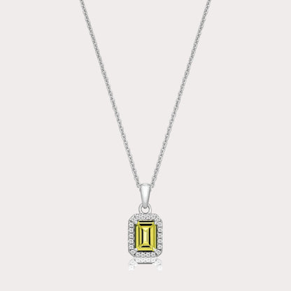 Sterling Silver Emerald Cut Halo CZ Pendant
