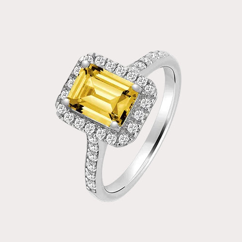 Sterling Silver Yellow Halo Ring