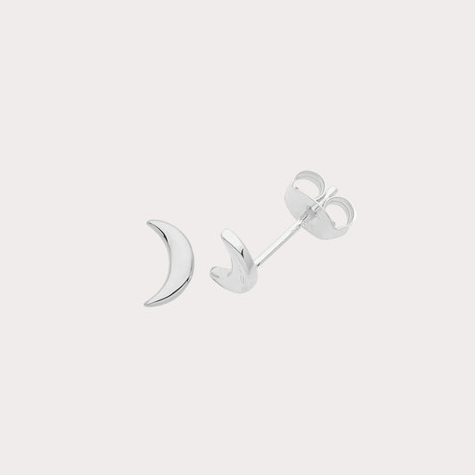 Sterling Silver Flat Moon Earrings