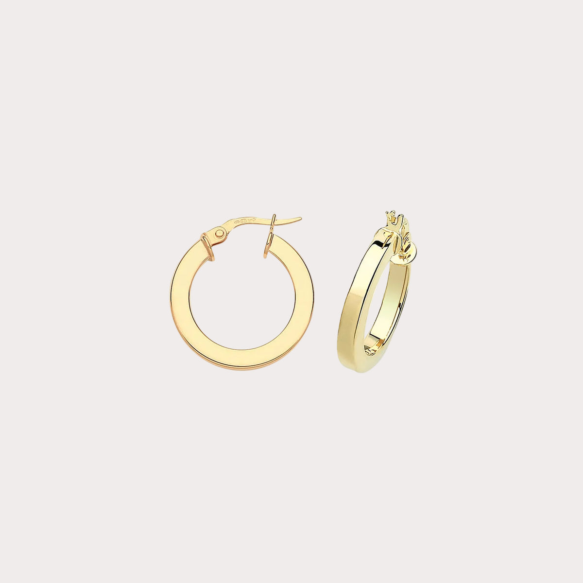 9ct Yellow Gold Square Tube Hoops